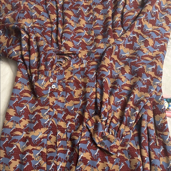 NWT [$398] Brooks Brothers Shirt Dress Gazelle Print 100% Silk Size 4 - Picture 8 of 10